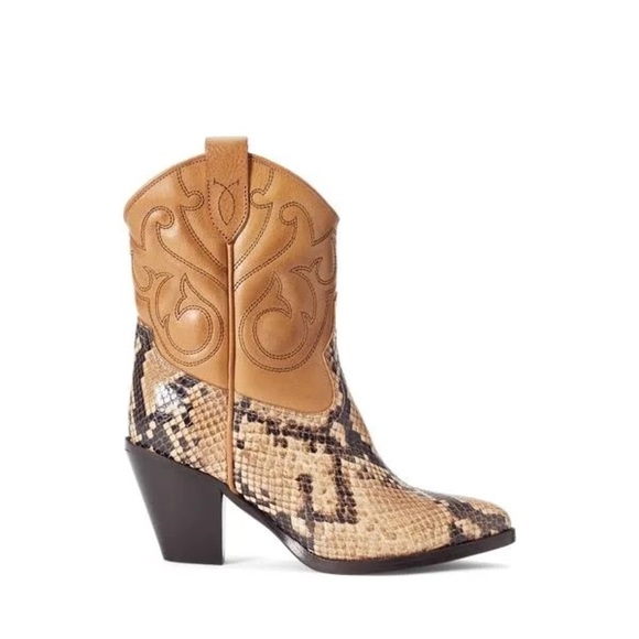 Ralph Lauren Snakeskin Tan Ankle Boots - Picture 2 of 9